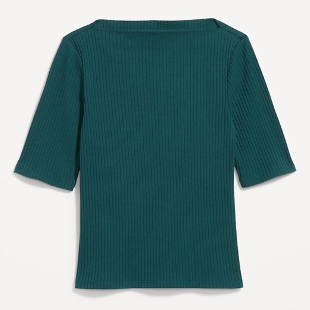 Old Navy Green Ribbed Fitted Blouse with Sailor Collar